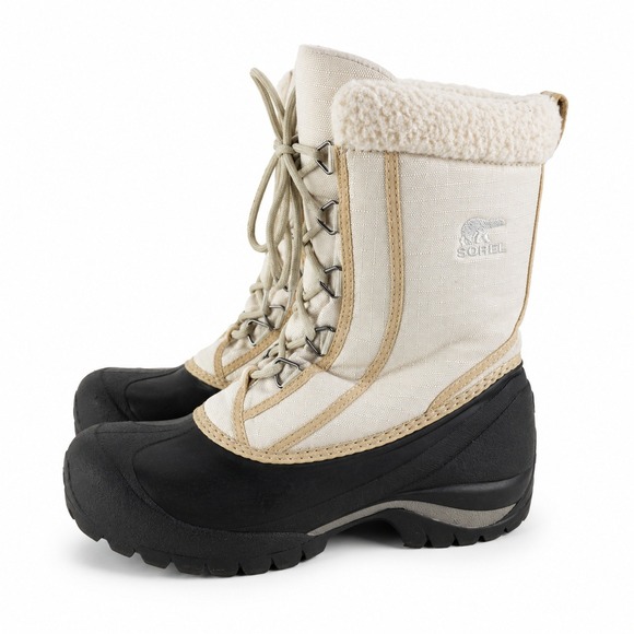 Sorel Shoes - Sorel Winter Snow Boots Women 8 Cream Black Thinsulate Faux Fur Gorpcore Warm
